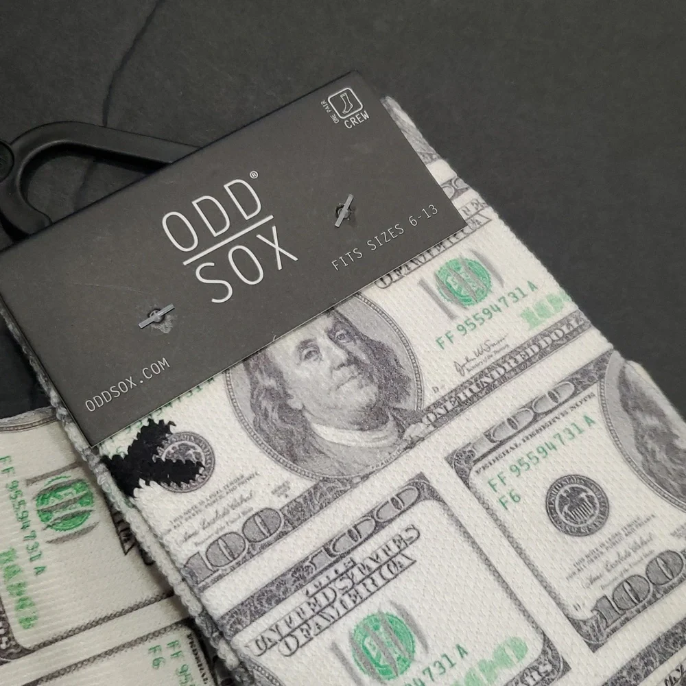 Odd Sox all about the Benjamin's‎ $100 bills gag gift crewsocks fits size 6-13